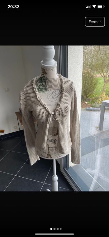 Gilet femme ajouré taille S Cream écru