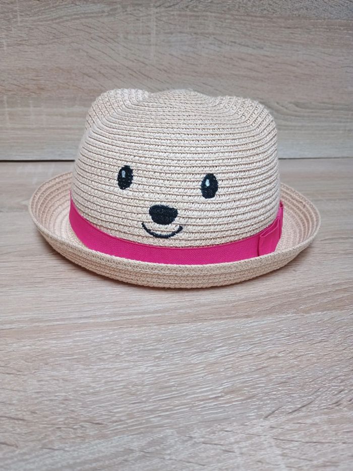 Chapeau de paille fille ours