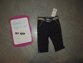 pantalon bleu marine tape à l'oeil taille 6 mois neuf