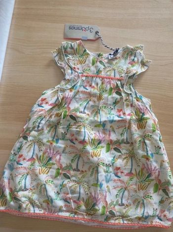 Robe 6 9 mois 74 cm 3 pommes thème jungle et perroquet neuve