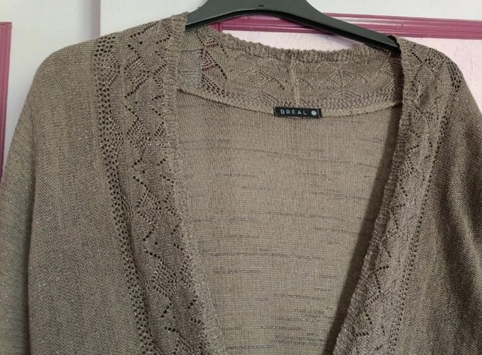 Gilet beige à strass Bréal T.2(38) long - photo numéro 3