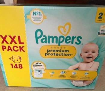 Pack xxl 148 Couches pampers  tailles 2 Premium Protection 4-8kg neuf