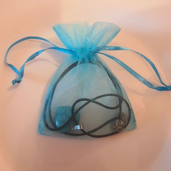 Collier cœur bleu marbré