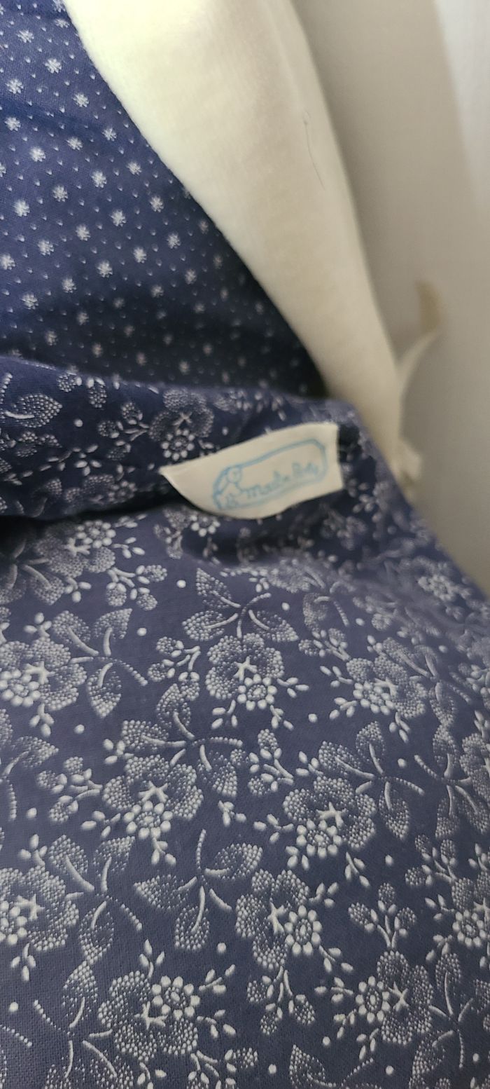 Doudou poupée lutin bleu marine fleurs bonnet blanc MOULIN ROTY grand format - photo numéro 6