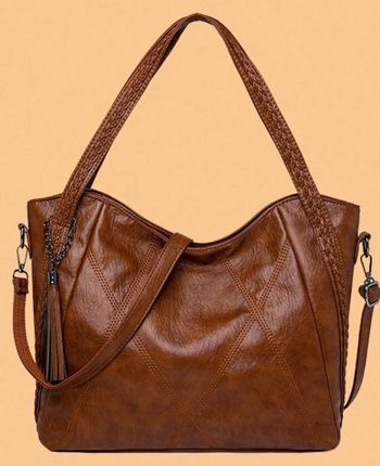 Sac fourre-tout similicuir marron tendance