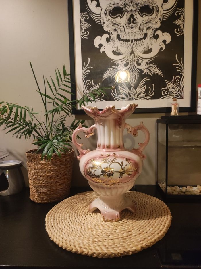 Ancien vase amphore rose - photo numéro 3