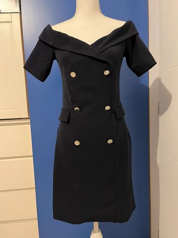 Robe Morgan blue navy col bardot T34