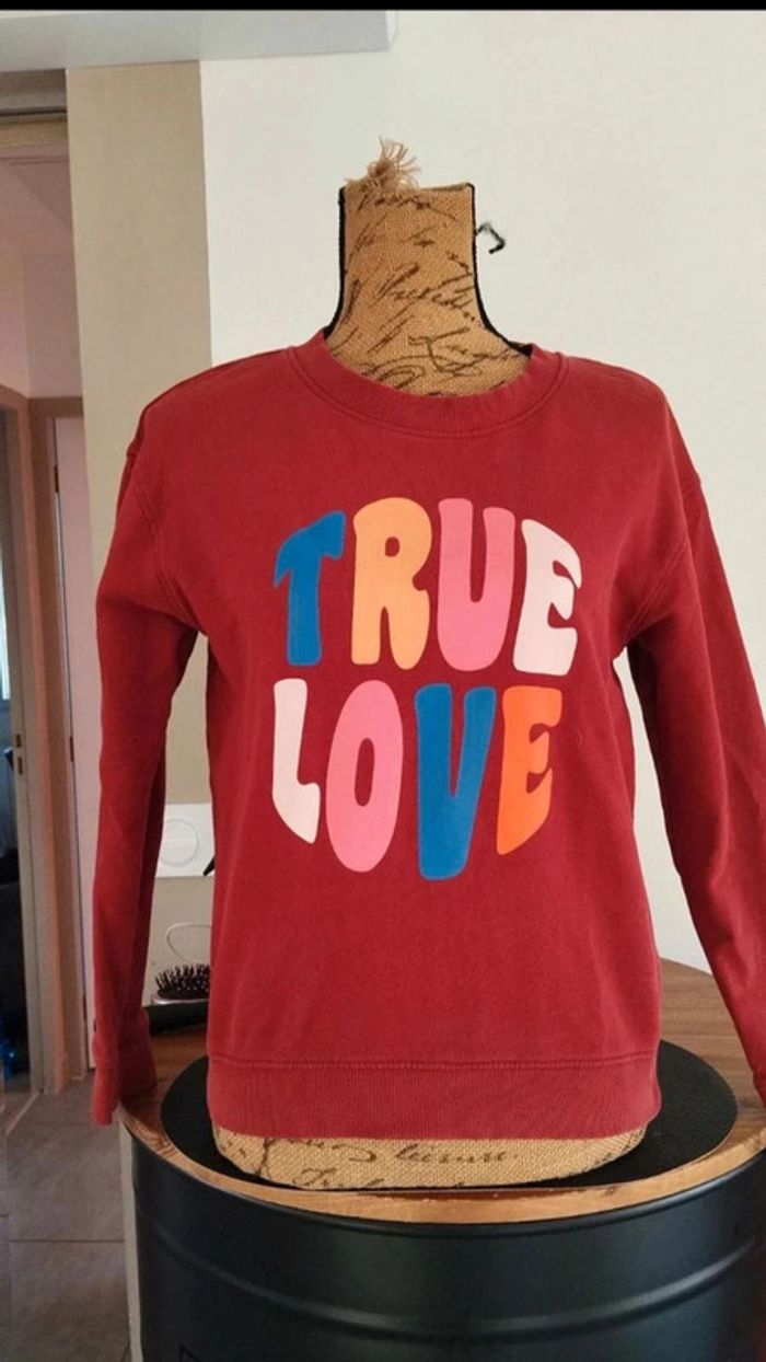 Sweat bordeaux taille xs avec écritures true love - photo numéro 2