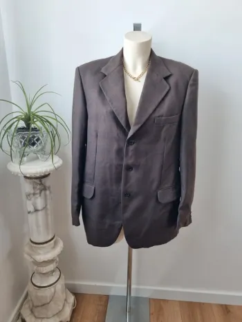 Blazer marron vintage en laine peignée
