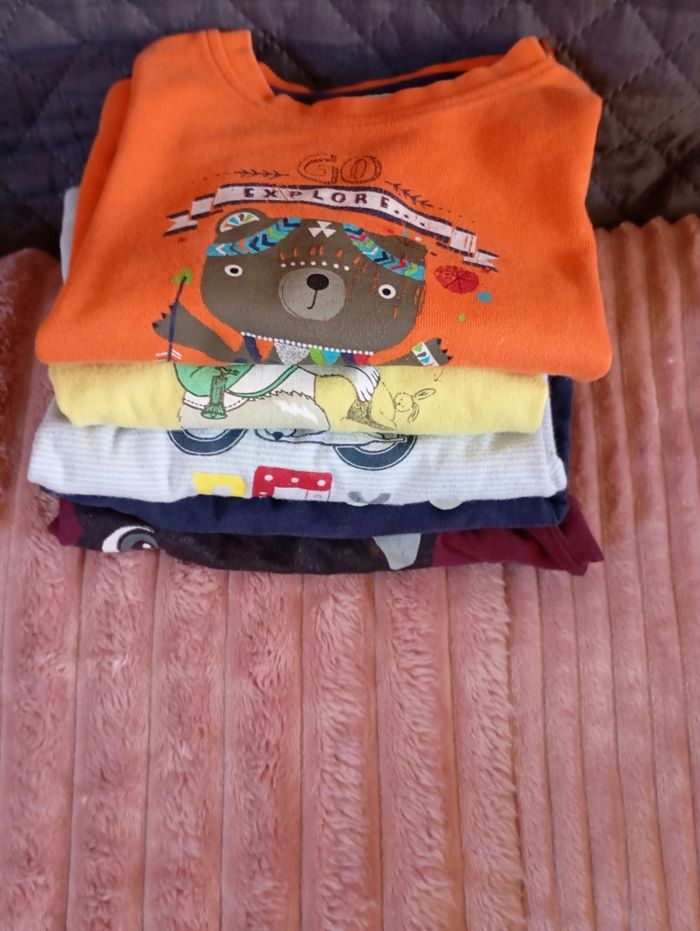 Lot 5 tee shirt manches longues 18 mois