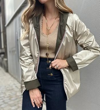 Veste imperméable argenté réversible tendance
