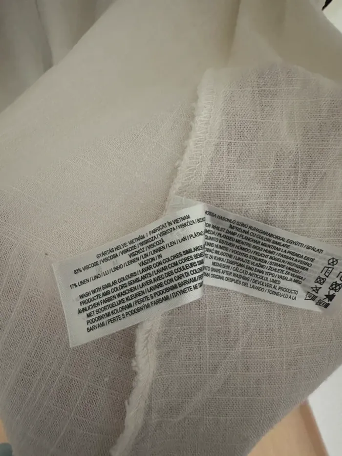 Robe chemise blanche en lin Neuve Primark Taille 46 - photo numéro 3