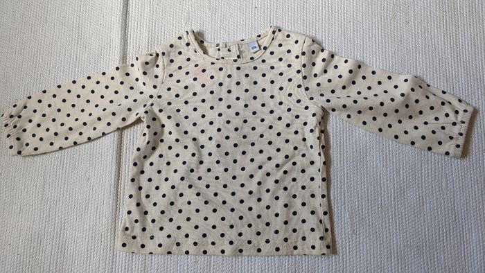 Ensemble robe rouge et t-shirt à pois 12 mois - photo numéro 2