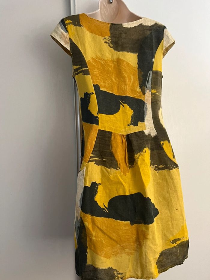 Robe été 100 % lin taille S jaune kaki - photo numéro 2
