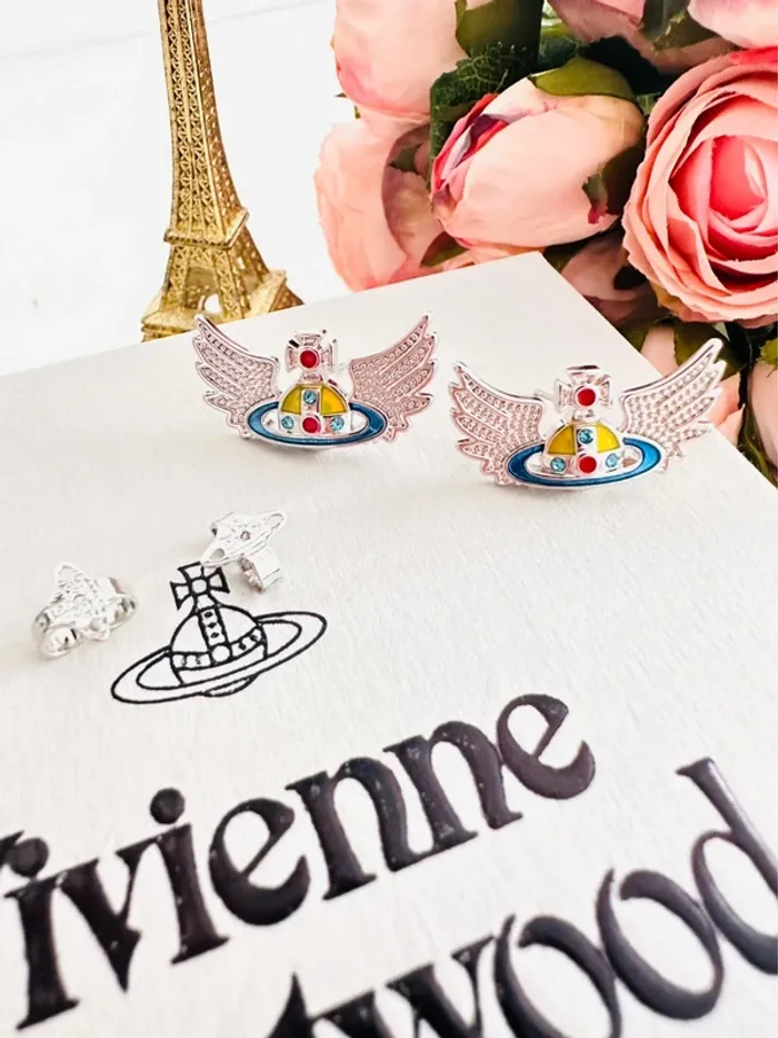 🪽Boucles d’oreilles Vivienne Westwood Orbite ailé multicolore - photo numéro 3