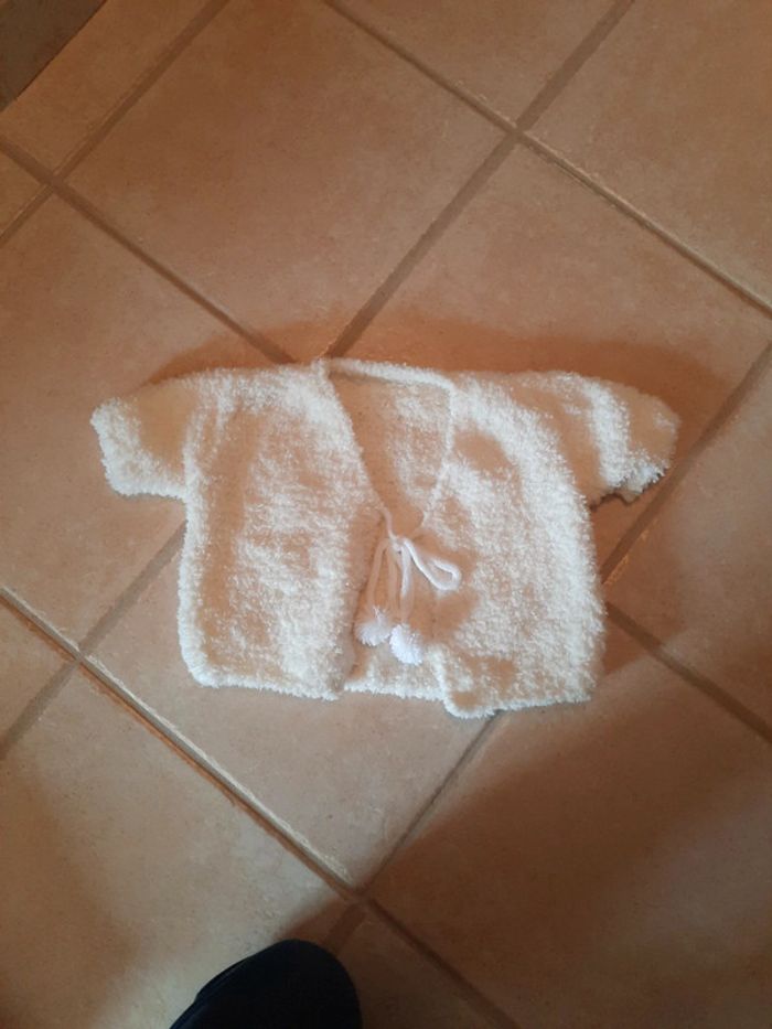 Boléro blanc cassé fille 6-8 ans - Fait main