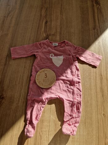 Pyjama en coton léger rayé rouge et blanc - 3 mois Tape à l'œil