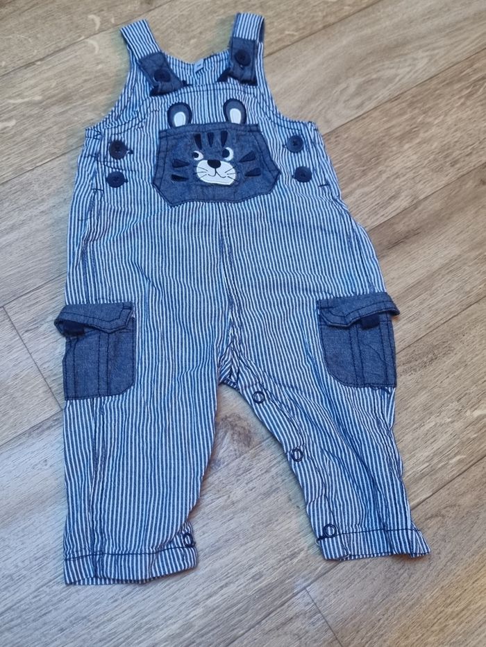 salopette bébé garçon bleu et blanche à rayure taille 3 mois