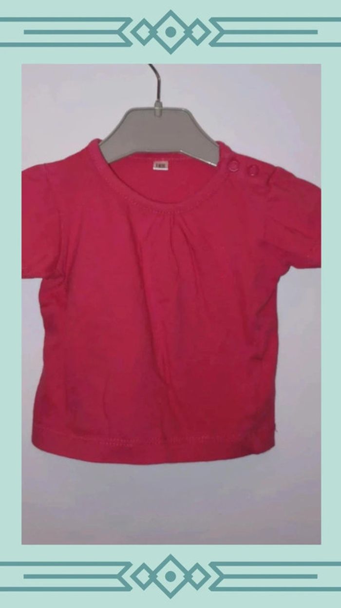 🍄 T-shirt basique rose jersey 6 mois - photo numéro 2