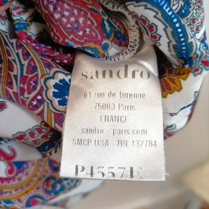 Pantalon fluide imprimé cachemire Sandro – Taille 1 (S) A786 - photo numéro 4