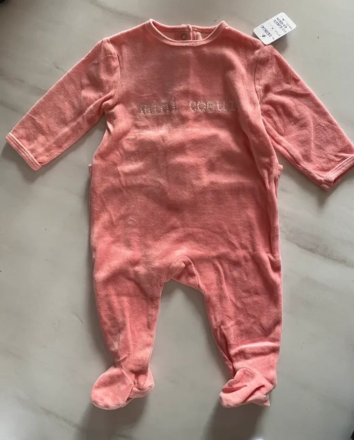 Pyjama épais rose pastel Kiabi 6 mois/63-69 cm [ref.110B070] - photo numéro 2