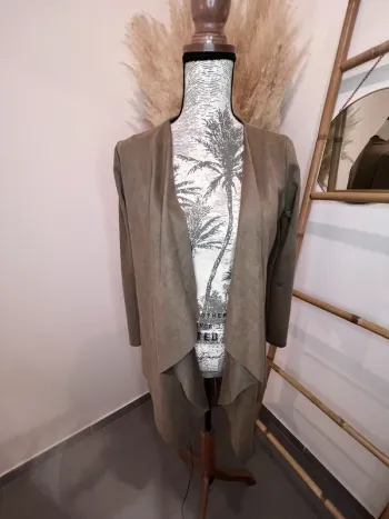 Veste gilet marron effet peau