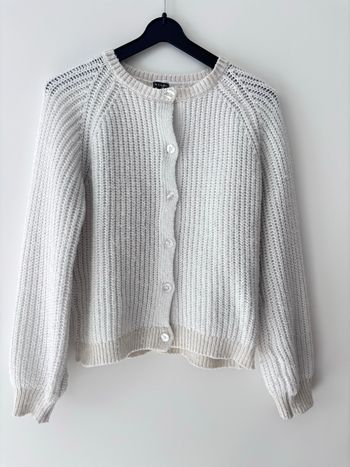 Cardigan gilet bouton en maille fille 10 ans Kiabi blanc