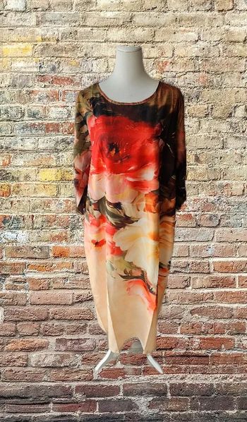 Robe longue droite fleurie, Sans marque, taille 3 XL(52)