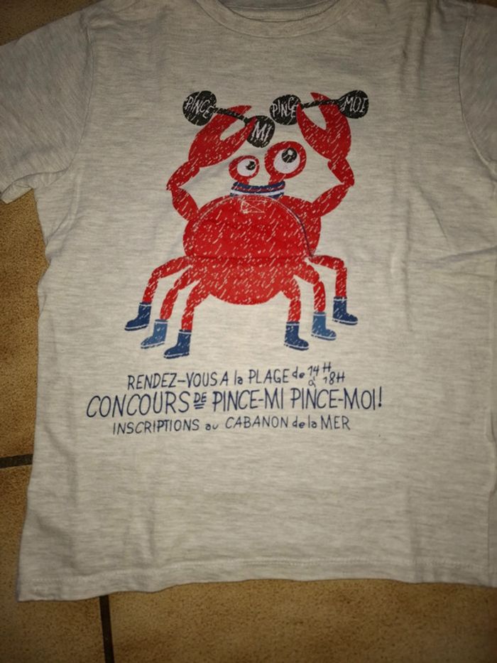 Tee-shirt garçon motif mer crabe - photo numéro 3