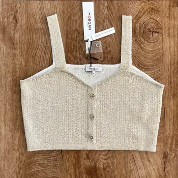 Croc-tops/haut/débardeur beige et doré Morgan De Toi, femme, taille : XL