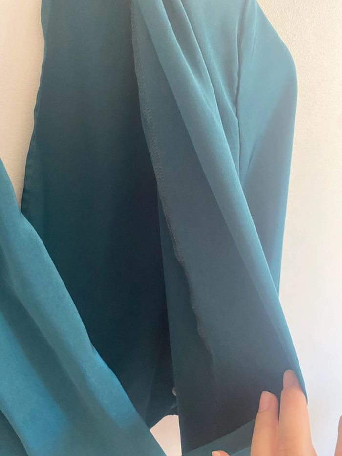 Jolie blouse manches longues, dos ouvert et décolletée • Bleu vert canard • SHEIN • Taille S - photo numéro 5