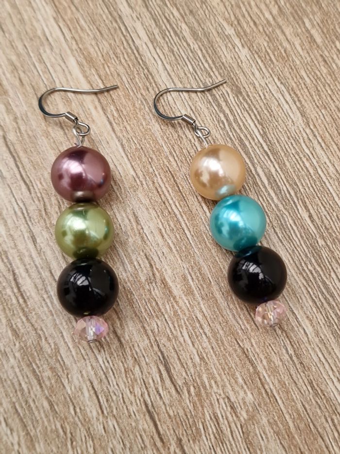 Parure Bijoux Acier Grosses Perles Multicolore - photo numéro 9