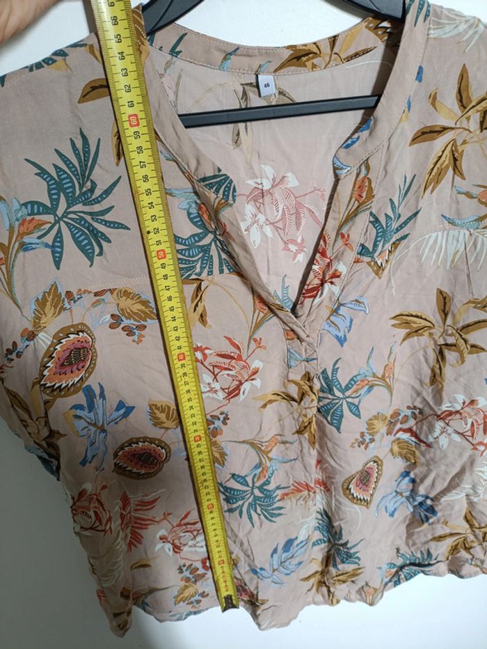 Haut fluide fleuri beige vintage chemise - photo numéro 5