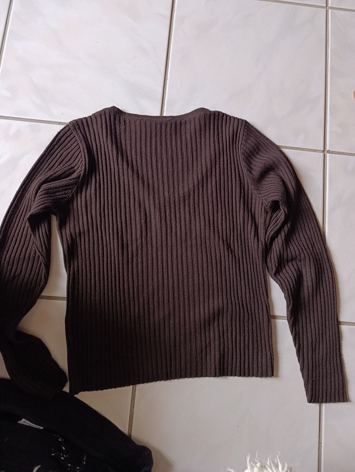 Pull brun et doré - photo numéro 4
