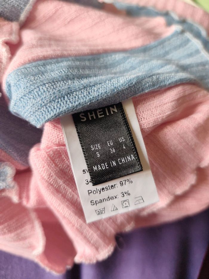 Crop top rose et bleu pastel 36 - photo numéro 3