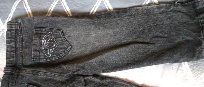 Pantacourt en jean avec broderies gris fille 8 ans lotus spirit - photo numéro 7