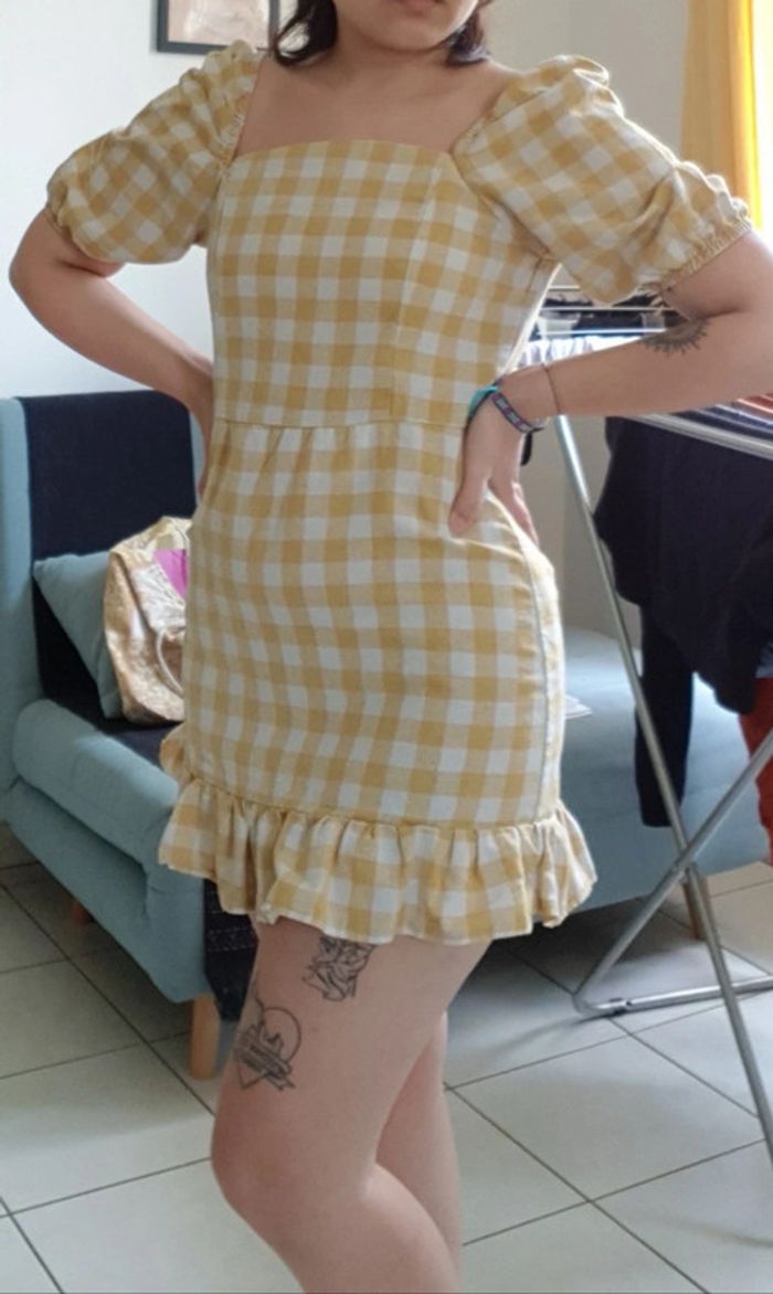 Petite robe d'été vichy jaune - photo numéro 4