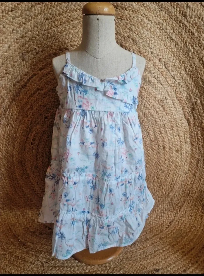 Jolie robe d'été blanche à motifs fille sergent major 3 ans 96cm - photo numéro 2
