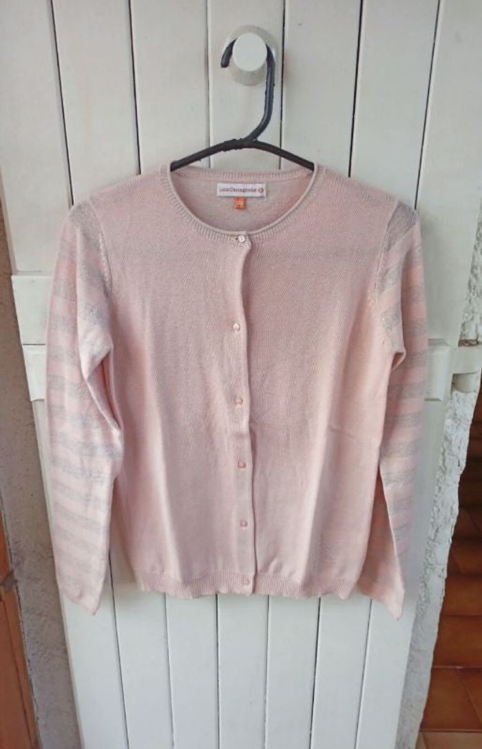 Cardigan rose irisé lulu castagnette 14 ans