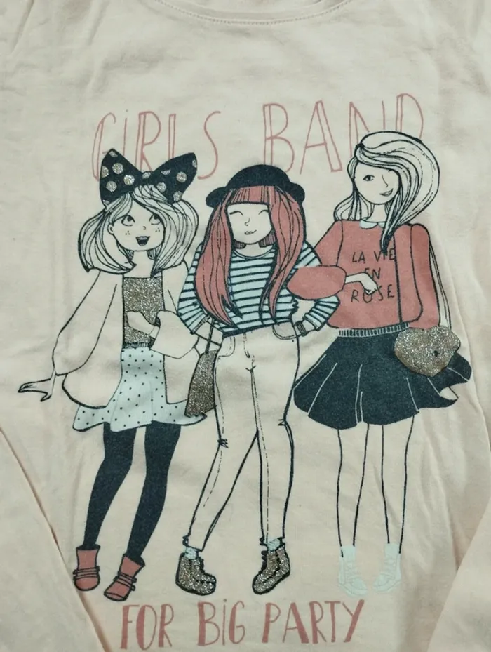 Tee shirt rose manches longues Kiabi 10 ans - photo numéro 3