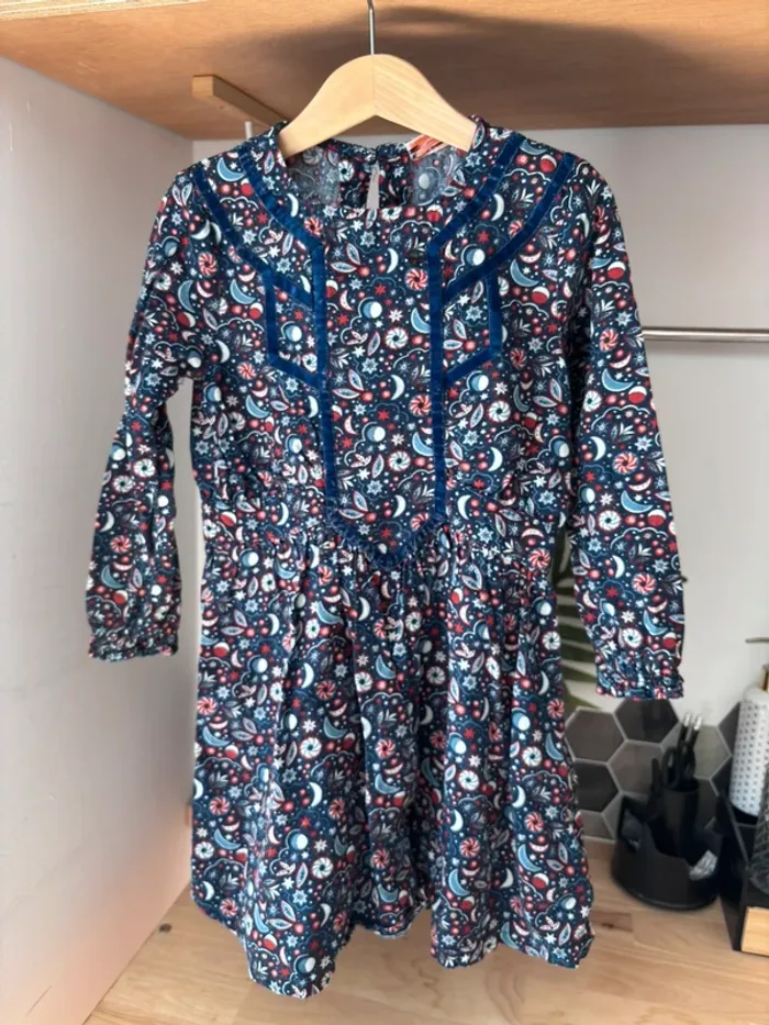 💙 superbe robe en coton à manches longues - TAO - 5 ans