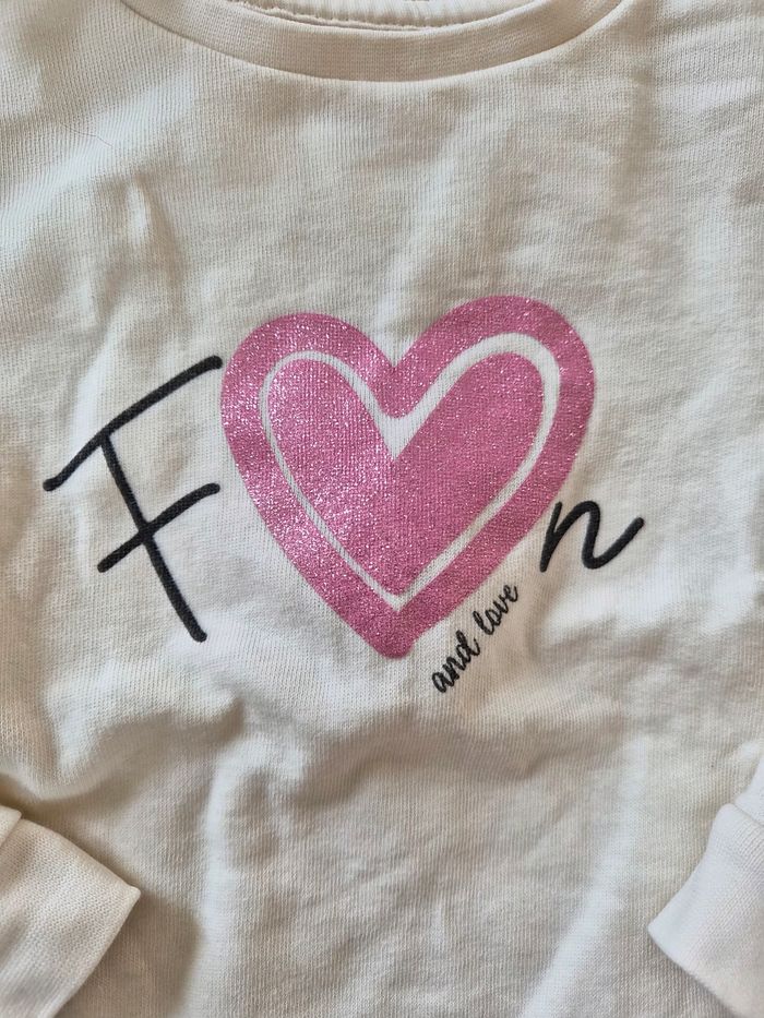 Pull blanc cœur rose  U Essentiel 3ans - photo numéro 2