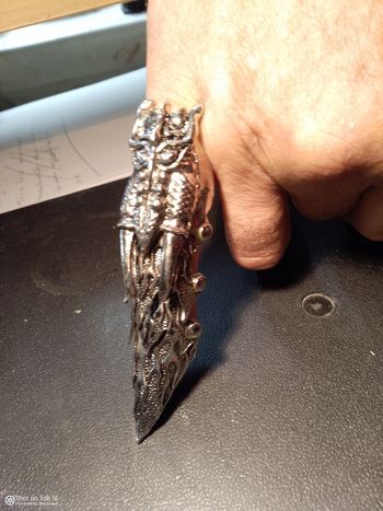 Bague longue à griffe tête de dragon alliage argenté acier