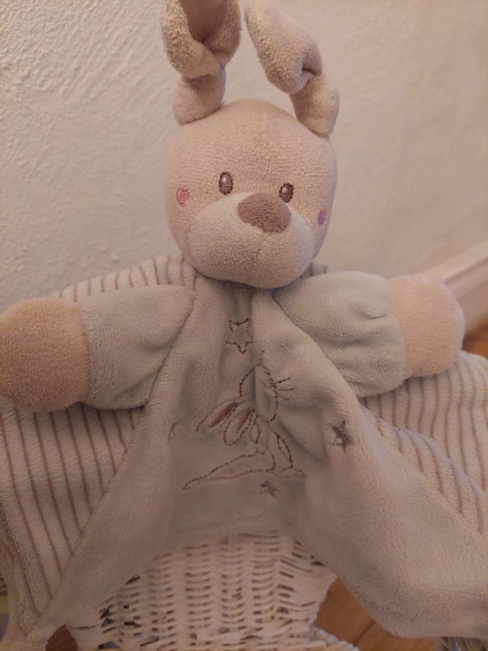 Doudou lapin gris rayé étoiles Nicotoy - photo numéro 2