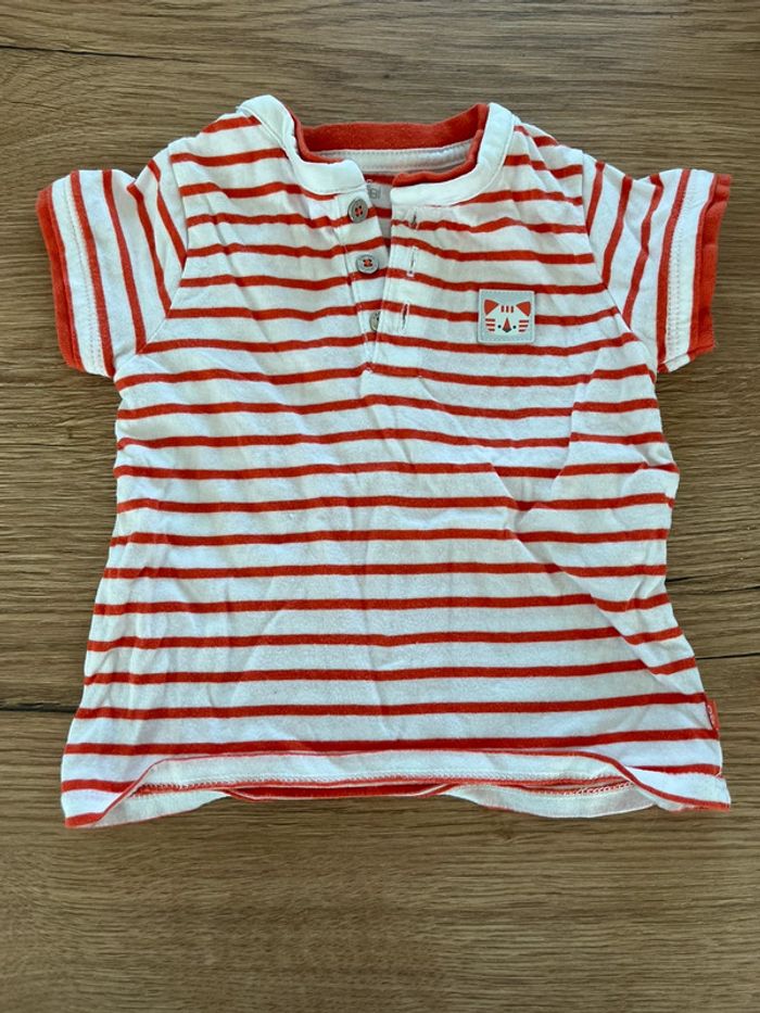 Ensemble short et t-shirt orange okaidi 6 M - photo numéro 4