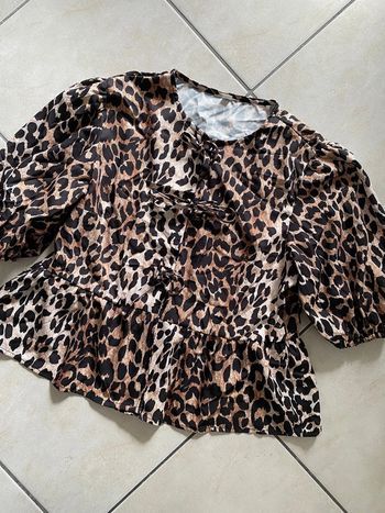 Blouse manches courte nouée noeud léopard 38