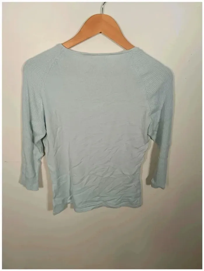C15 pull turquoise Jacqueline Riu T2 - photo numéro 2
