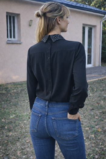 Blouse noire Molly Bracken XS dos boutonné
