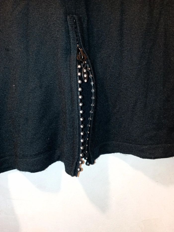 Pull maille noire sexy avec zip strass - photo numéro 4