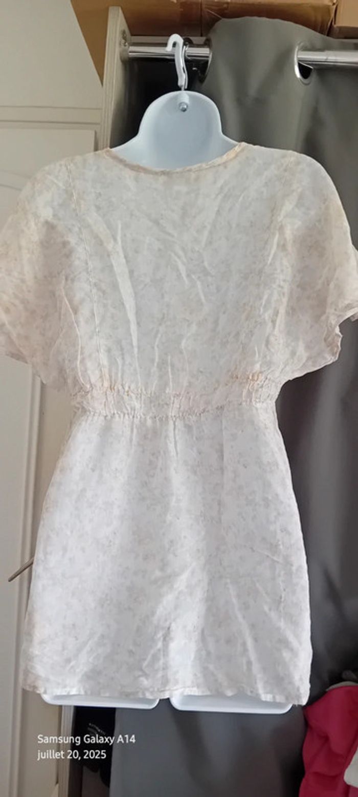 Blouse très légères manches courtes imprimé floral col V avec lien femme 40 esprit - photo numéro 4